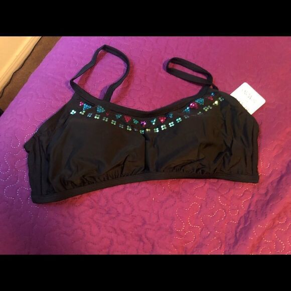 Heart & Harmony bikini top with colorful sequins at top edge - Picture 2 of 5